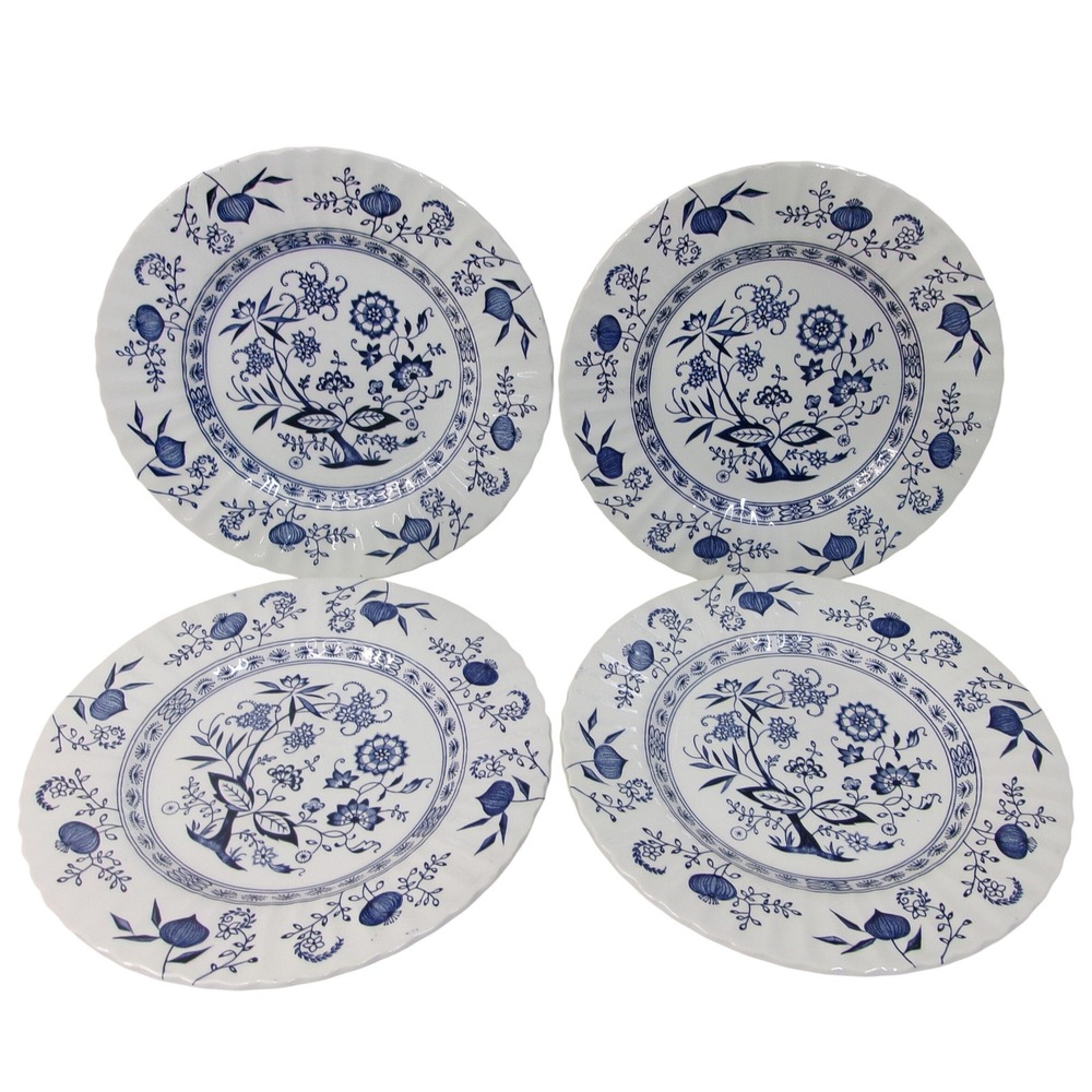 4 J&G Meakin Blue Nordic 10" Dinner Plates English Ironstone Blue Onion